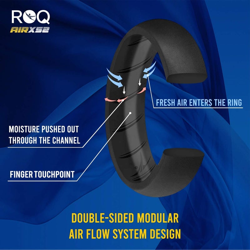 ROQ Silicone Rubber Wedding Ring for Women, Rubber Silicone Wedding Band, Bridal Jewelry Set, Anniversary Rings, Promise Ring, 5.5mm Wide 2mm Thick, 4 Pack, Black, Rose Gold, Metal Silver, Size 7 - Image 5