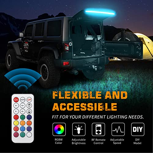 XRIDONSEN 40 Inch RGBW Rear Window Lift Gate Dome Light Strip Back Glass Tailgate Hatch Trunk Cargo Camping Light RF Wireless Remote Compatible with Jeep Wrangler JL JK YJ TJ JKU JLU 2/4-Door SUV - Image 5