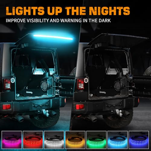 XRIDONSEN 40 Inch RGBW Rear Window Lift Gate Dome Light Strip Back Glass Tailgate Hatch Trunk Cargo Camping Light RF Wireless Remote Compatible with Jeep Wrangler JL JK YJ TJ JKU JLU 2/4-Door SUV - Image 2