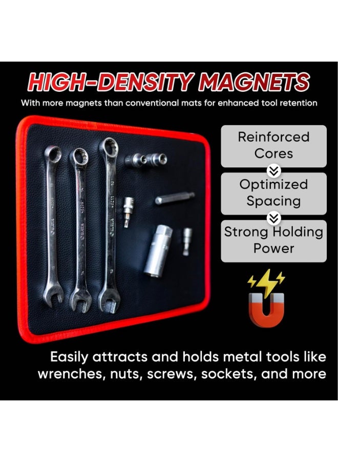 حصيرة وأداة مغناطيسية بحجم ‎12.8‎×‎9.8‎ بوصة، صينية مغناطيسية مرنة للمرآب وورشة العمل، سطح PVC مقاوم للخدش مع قبضة غير قابلة للانزلاق لإصلاح السيارات، منظم صندوق الأدوات للميكانيكيين وأعمال اصنعها بنفسك - Image 3
