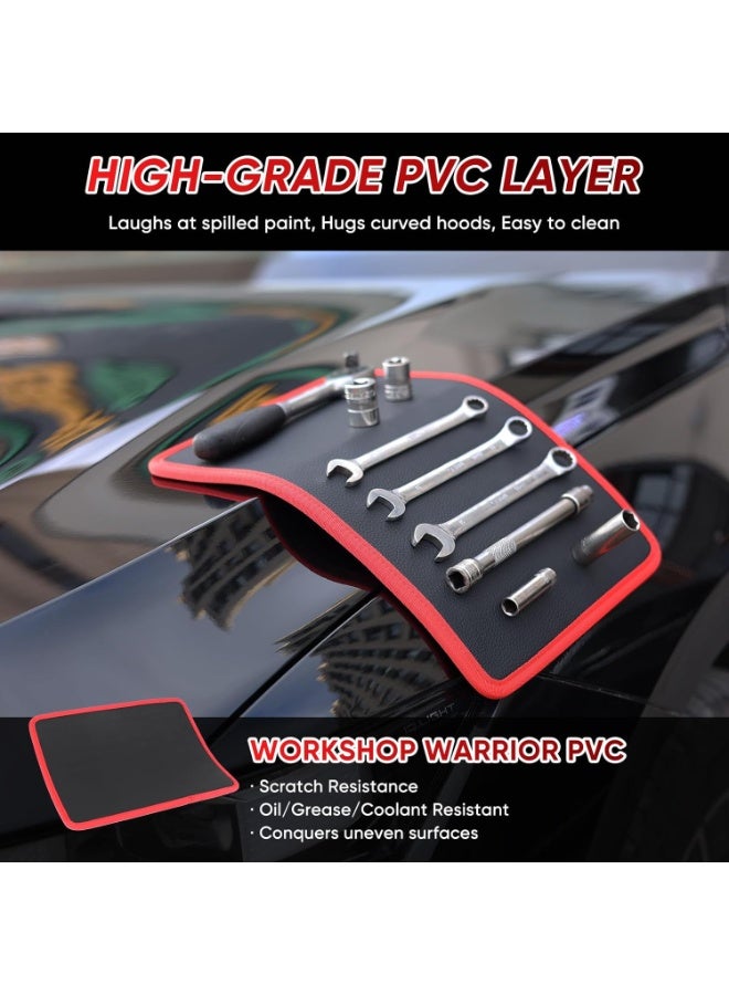 حصيرة وأداة مغناطيسية بحجم ‎12.8‎×‎9.8‎ بوصة، صينية مغناطيسية مرنة للمرآب وورشة العمل، سطح PVC مقاوم للخدش مع قبضة غير قابلة للانزلاق لإصلاح السيارات، منظم صندوق الأدوات للميكانيكيين وأعمال اصنعها بنفسك - Image 5