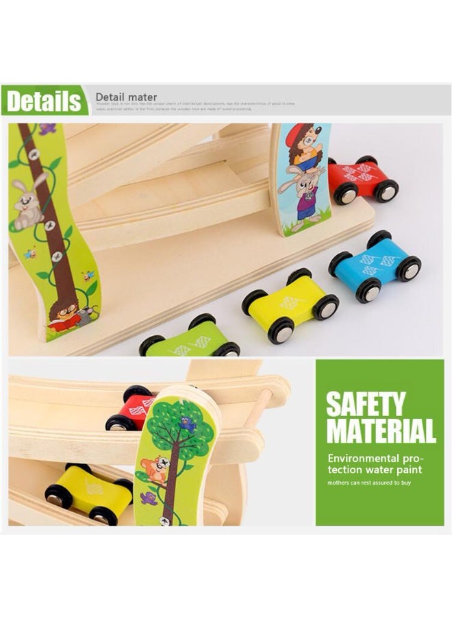 general Toddler Toys for 1 2 Year Old Boy and Girl Gifts Wooden Race Track Car Ramp Racer with 4 Mini Car - Toddler Race Car Ramp Toy Set is A Great Gift for Boys and Girls - Image 3