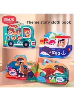 Generic Newborn Baby Early Education Cognitive Pursuit Training Cloth Book Three Folding Baby Toys 0-1 Years Old Puzzle-Color:Animal Scene Story Cloth Book Color Box  - Image 2