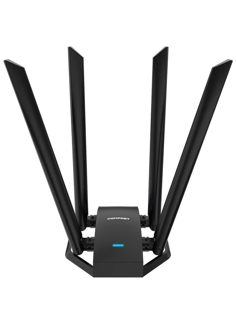comfast - Comfast 1300Mbps Adaptador 2.4G&5GHz Usb Network Card Wireless WiFi Adapter High Gain 4*6dbi Antenna Desktop Linux Wi-fi Receive - Image 1