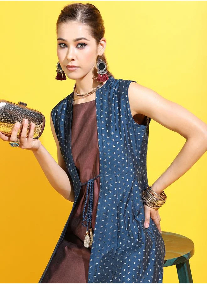 Vishudh Women Printed Kurta with Trouser & Jacket Set by Styli