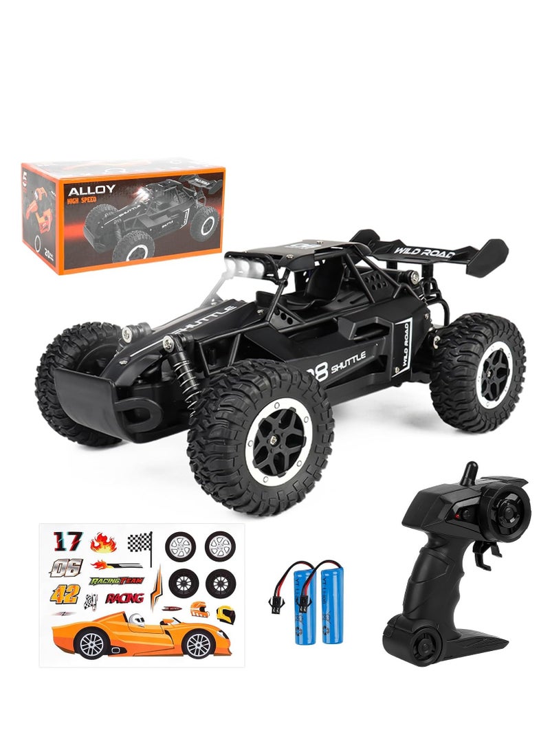 2.4GHz Remote Controlled Car Toy, 1:16 RC Car with LED Light and Alloy Housing, 2WD, 20km/h, Remote Control, Off-Road Toy Car, Gift for Ages 3 and Above, Black  - Image 1