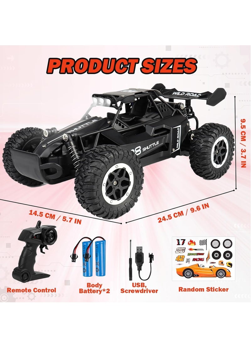 2.4GHz Remote Controlled Car Toy, 1:16 RC Car with LED Light and Alloy Housing, 2WD, 20km/h, Remote Control, Off-Road Toy Car, Gift for Ages 3 and Above, Black  - Image 5