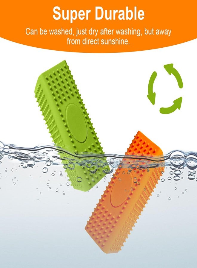 WOPPOW 2pcs Pet Hair Remover, Dog Cat Block Roller Cleaner, Car Carpet Cleaner Brush for Small Animals, Pet Hair Removal Tool for Interior, Furniture, Sofa, Car Seat (Orange+Green) - Image 3