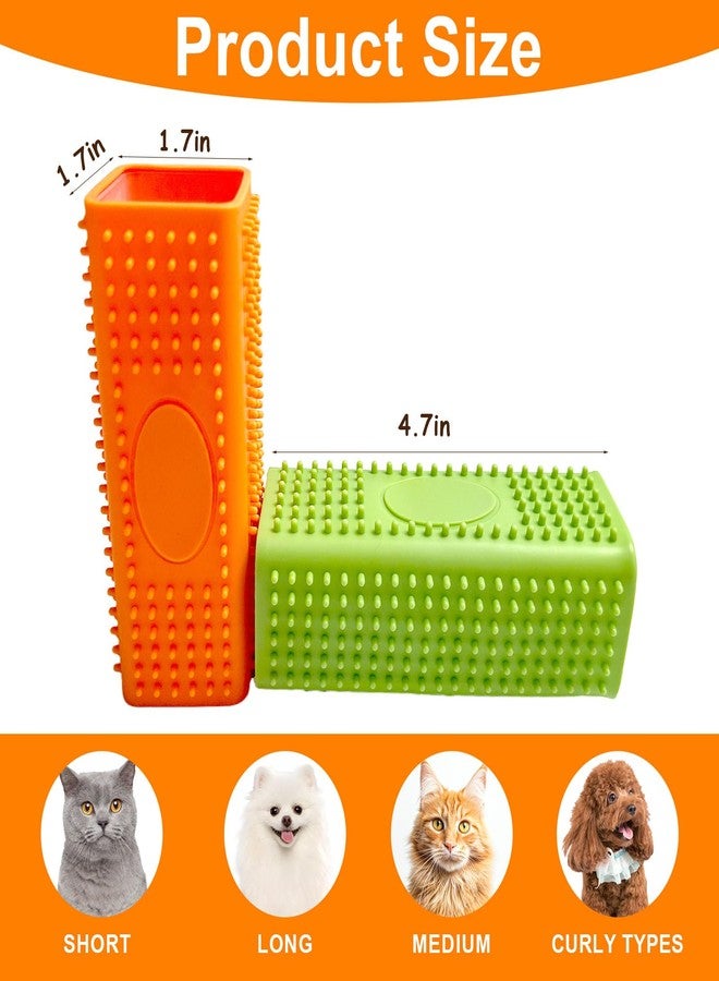 WOPPOW 2pcs Pet Hair Remover, Dog Cat Block Roller Cleaner, Car Carpet Cleaner Brush for Small Animals, Pet Hair Removal Tool for Interior, Furniture, Sofa, Car Seat (Orange+Green) - Image 2