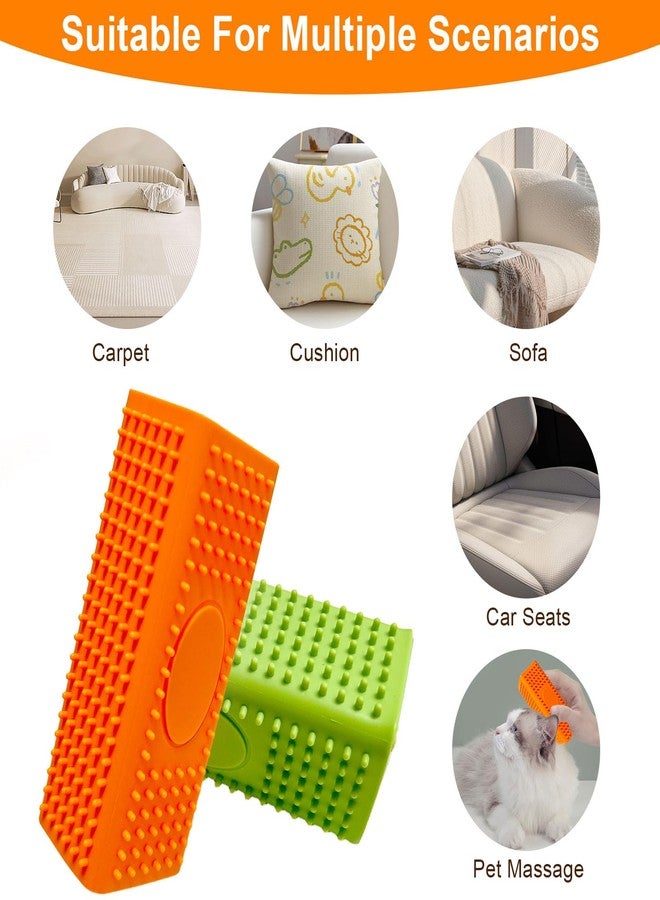 WOPPOW 2pcs Pet Hair Remover, Dog Cat Block Roller Cleaner, Car Carpet Cleaner Brush for Small Animals, Pet Hair Removal Tool for Interior, Furniture, Sofa, Car Seat (Orange+Green) - Image 4