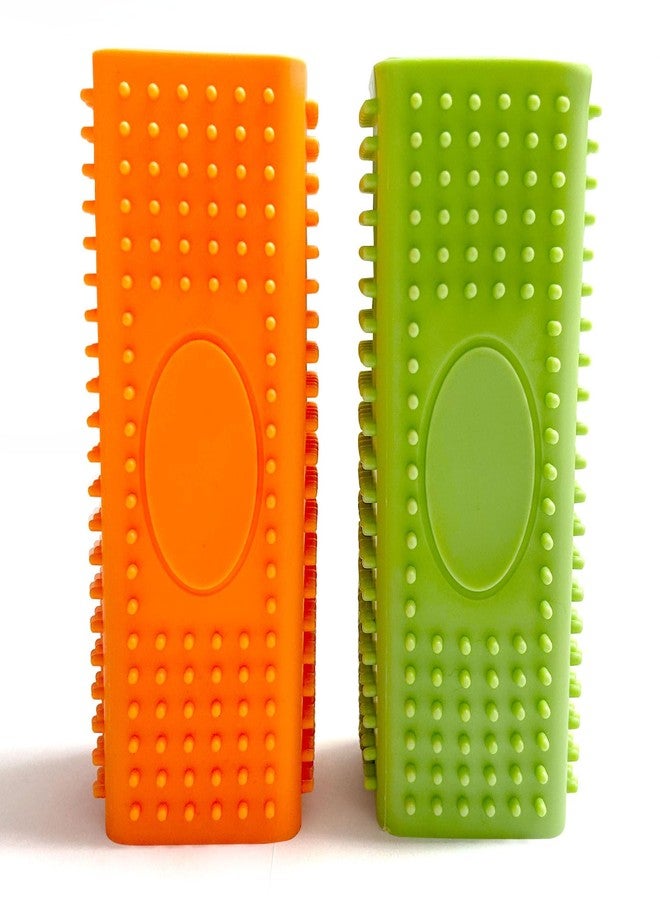 WOPPOW 2pcs Pet Hair Remover, Dog Cat Block Roller Cleaner, Car Carpet Cleaner Brush for Small Animals, Pet Hair Removal Tool for Interior, Furniture, Sofa, Car Seat (Orange+Green) - Image 1