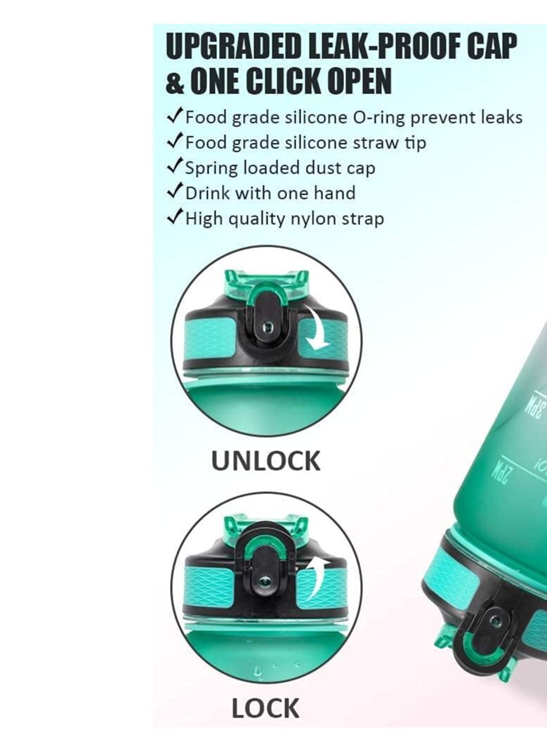 bullga Bottle For Kids And Adults, Portable Leakproof Drinking Water Bottles With Motivational Time Marker, BPA Free Water Jug For School Fitness Outdoor Gym Sports 1L Water  - Image 5