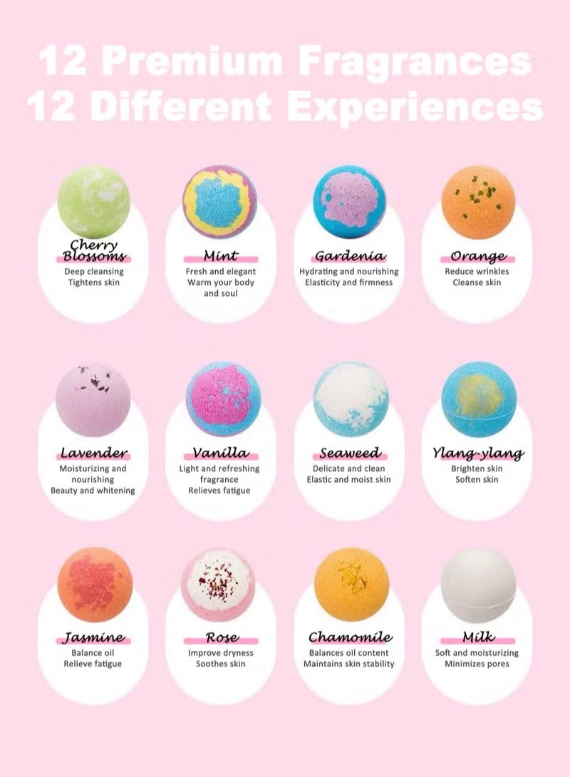 Chillspace 12Pcs Bath Bombs Gift Set for Women Men and Kids Long Lasting Floaters Relaxing Aromatherapy, Dry Skin Moisturize, Large Organic & Natural Essential Oil Handmade Bubble Bath Bombs, Healing Properties - Image 3