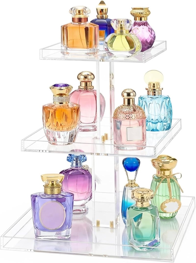 YAGELI Varied available picks 3-Tier Perfume Organizer Stand for Vanity - Large Clear Acrylic Display & Storage for Bathroom Countertop, Dresser | Makeup, Jewelry Holder with Non-Slip Base Condition adaptive build - Image 1