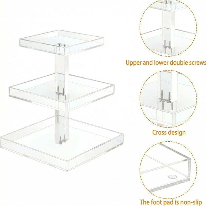 YAGELI Varied available picks 3-Tier Perfume Organizer Stand for Vanity - Large Clear Acrylic Display & Storage for Bathroom Countertop, Dresser | Makeup, Jewelry Holder with Non-Slip Base Condition adaptive build - Image 5