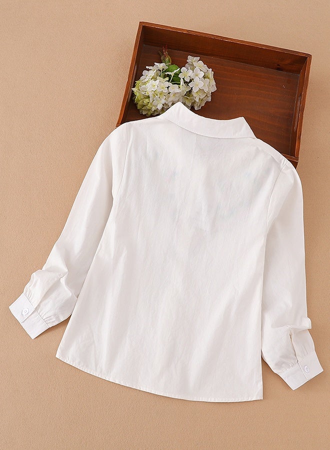 دب رائع بنات ذو الكمين الطويل البلوزة البيضاء - Image 2