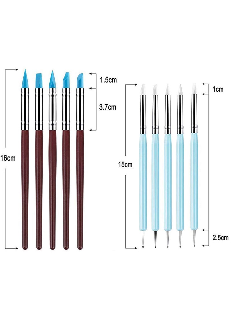 SYOSI Silicone Clay Sculpting Tool, 10Pcs Modeling Dotting Tool for Pottery Craft, Rock, Nail, Blending, Drawing - Image 2