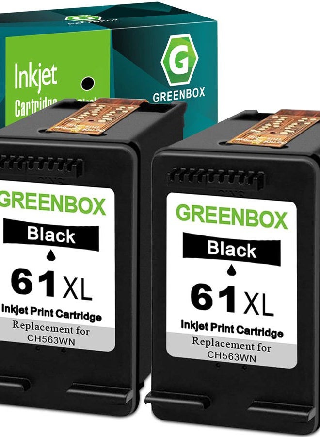 GREENBOX Re-manufactured Ink Cartridge Replacement for 61XL 61 XL High Yield for Envy 4500 5530 5534 Deskjet 1000 1010 Officejet 2620 4630 (2 Black) - Image 1