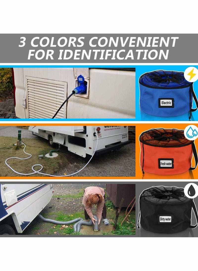 Excefore حقيبة تخزين خراطيم RV مع بطاقة قابلة للتعديل، حقيبة تنظيم خراطيم RV مقاومة للماء، حقيبة تخزين RV للكابلات الكهربائية، خراطيم المياه العذبة، خراطيم الصرف الصحي، الكابلات الكهربائية والإكسسوارات 1 عبوة - Image 2