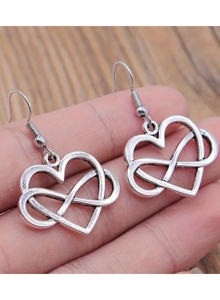 Home Clearance Sale Vintage Simple Handmade Jewelry Peach Heart Infinity Symbol Earrings Earrings Style Heart-shaped Infinity Earrings: Suitable For Daily Wear Or As A Romantic Gift, Suitable For All Seasons - Image 1