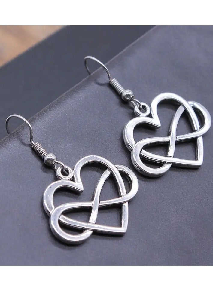 Home Clearance Sale Vintage Simple Handmade Jewelry Peach Heart Infinity Symbol Earrings Earrings Style Heart-shaped Infinity Earrings: Suitable For Daily Wear Or As A Romantic Gift, Suitable For All Seasons - Image 5