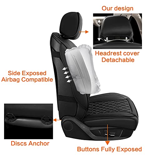 Pariitadin Leather Car Seat Covers Full Set, Waterproof Breathable Faux Leather Automotive Seat Covers for Cars, Non-Slip Car Interior Covers Universal Fit Most Cars Sedans Trucks SUVs, Black - Image 5