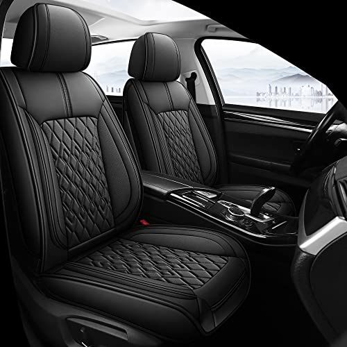 Pariitadin Leather Car Seat Covers Full Set, Waterproof Breathable Faux Leather Automotive Seat Covers for Cars, Non-Slip Car Interior Covers Universal Fit Most Cars Sedans Trucks SUVs, Black - Image 2