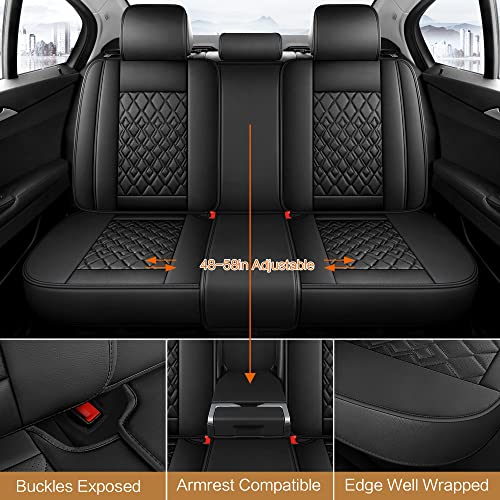 Pariitadin Leather Car Seat Covers Full Set, Waterproof Breathable Faux Leather Automotive Seat Covers for Cars, Non-Slip Car Interior Covers Universal Fit Most Cars Sedans Trucks SUVs, Black - Image 4