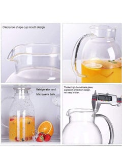 Water Jug Glass Pitcher with TIGHT Lid 2 Liters,THICKER Heat Resistant Borosilicate Glass Carafe drink dispenser with Brush INCLUDED in Gift Giving Ready Packaging. - pzsku/Z12998F9AA51A6E66C556Z/45/_/1684585368/8028be1a-225f-45a9-b058-b924fbf2f0e5