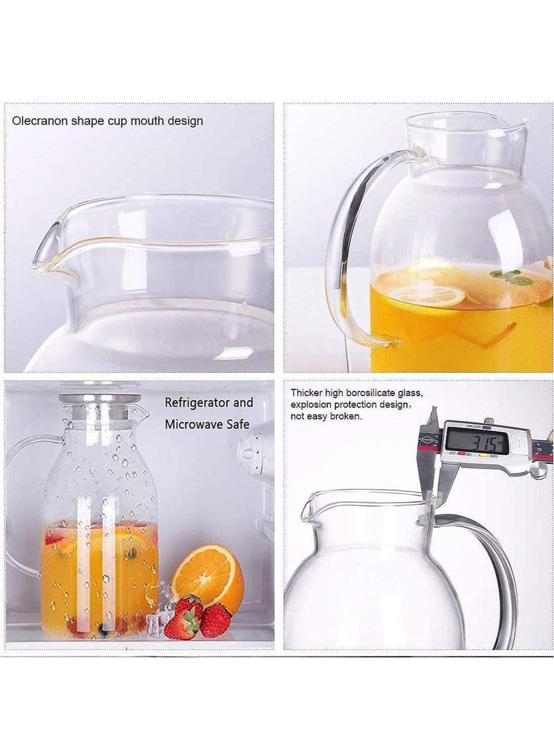 LEDIN Water Jug Glass Pitcher with TIGHT Lid 2 Liters,THICKER Heat Resistant Borosilicate Glass Carafe drink dispenser with Brush INCLUDED in Gift Giving Ready Packaging. - Image 4
