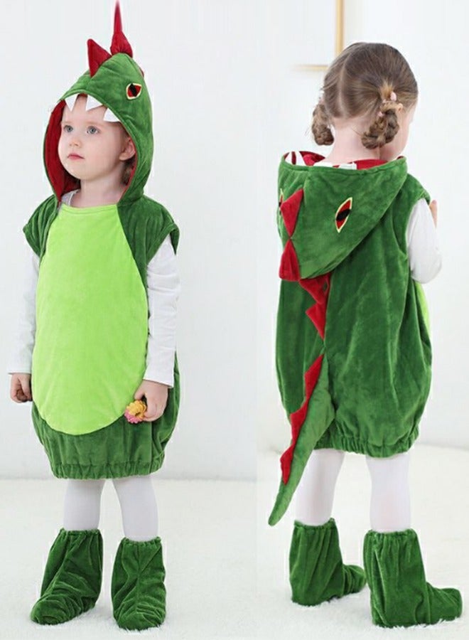JCB CHIC Kids Dinosaur Costume, for Girls Boys, Halloween Unisex Children Dinosaur Cosplay Costumes with Shoes Cover, Cute Toddler Animal Dinosaur Jumpsuit Costumes for Dress Up Cosplay Fancy Dress Party(S) - Image 1