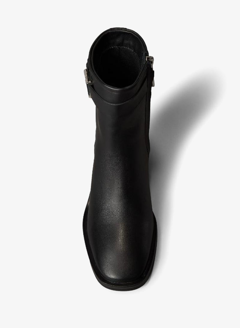 CALVIN KLEIN Leather Square Toe Zip Ankle Boots - Image 5