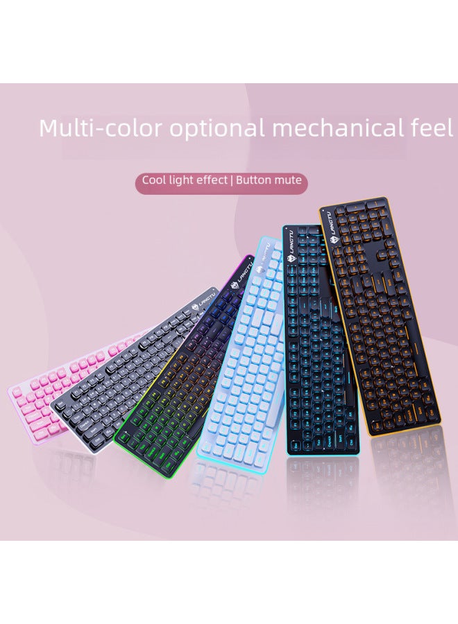 L1 Mechanical Feel Silent Wireless Keyboard Desktop Laptop Gaming Office Backlight Wired Keyboard Digital Computer-Color:L1 Black-Orange  Mute Edition - Image 5