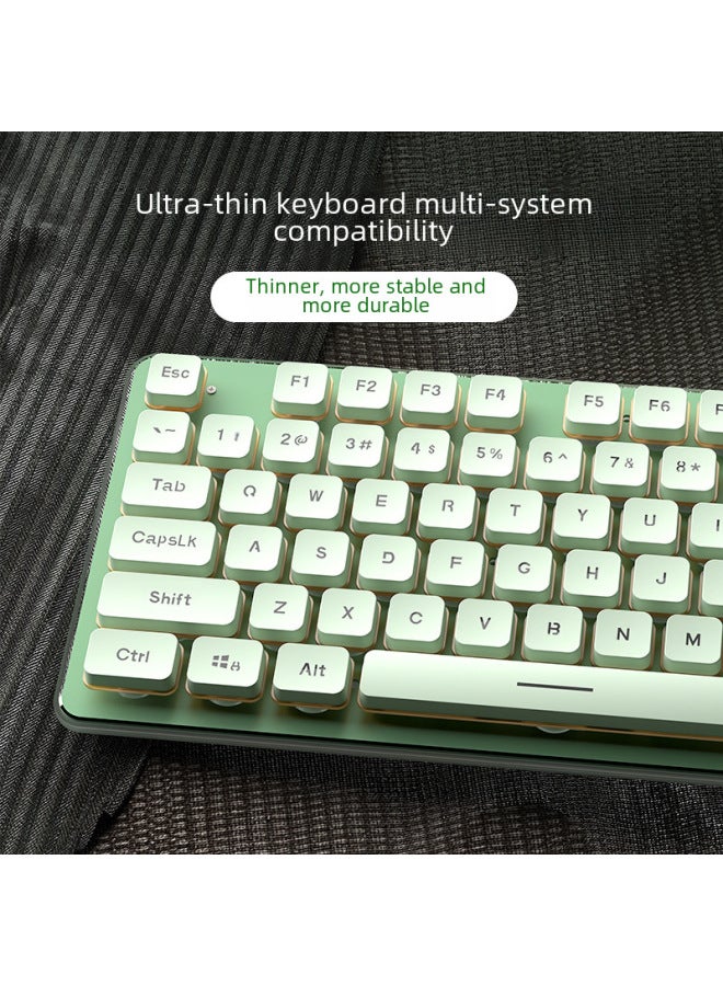 L1 Mechanical Feel Silent Wireless Keyboard Desktop Laptop Gaming Office Backlight Wired Keyboard Digital Computer-Color:L1 Black-Orange  Mute Edition - Image 2