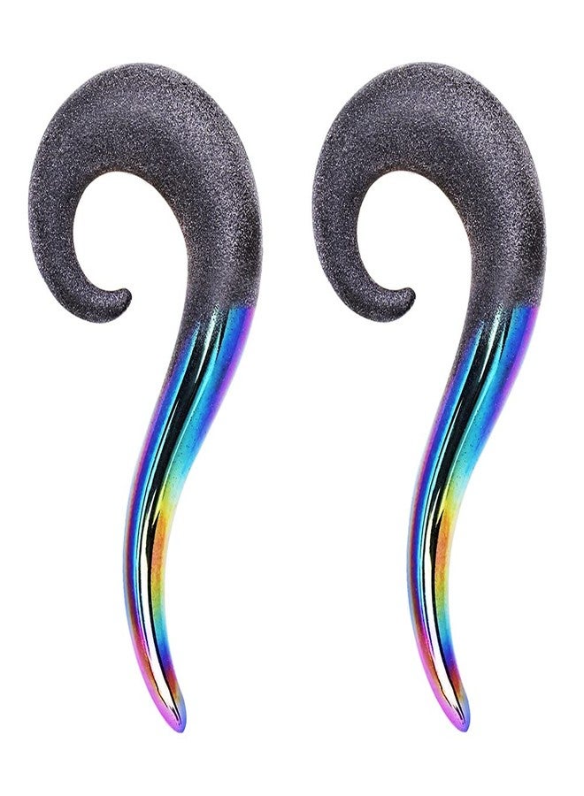 Pierced Owl Two Tone Glass Curved Hanging Taper Plugs, Sold as a Pair (6mm (2GA)) - Image 1