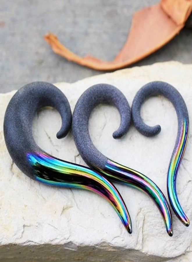 Pierced Owl Two Tone Glass Curved Hanging Taper Plugs, Sold as a Pair (6mm (2GA)) - Image 2