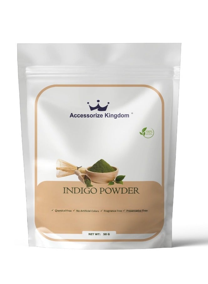 مملكة الإكسسوارات مسحوق النيلي (٥٠ غرامًا) - ١٠٠٪ نقي وطبيعي | مناسب لجميع أنواع الشعر | يمنح لونًا أزرق-أسود غامقًا مع فوائد مغذية ومرطبة - Image 1