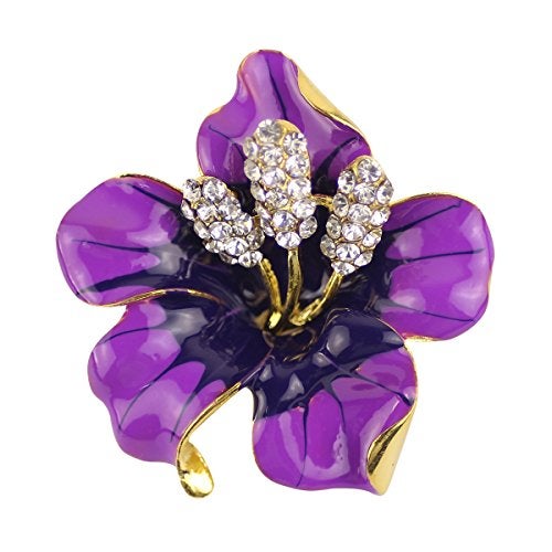 Merdia Brooch Pin for Women Flowers Brooch with Created Crystal | Elegant Brooches and Pins for Young Ladies | Pearl Brooches with Flower Pins | Designer Brooch Collar Pins for women, Purple, 29.8g - Image 1