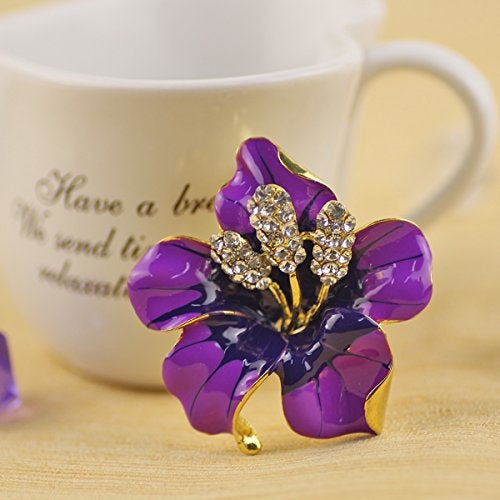 Merdia Brooch Pin for Women Flowers Brooch with Created Crystal | Elegant Brooches and Pins for Young Ladies | Pearl Brooches with Flower Pins | Designer Brooch Collar Pins for women, Purple, 29.8g - Image 4