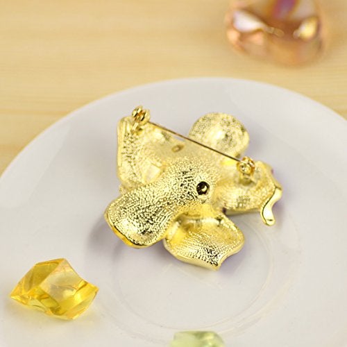 Merdia Brooch Pin for Women Flowers Brooch with Created Crystal | Elegant Brooches and Pins for Young Ladies | Pearl Brooches with Flower Pins | Designer Brooch Collar Pins for women, Purple, 29.8g - Image 5