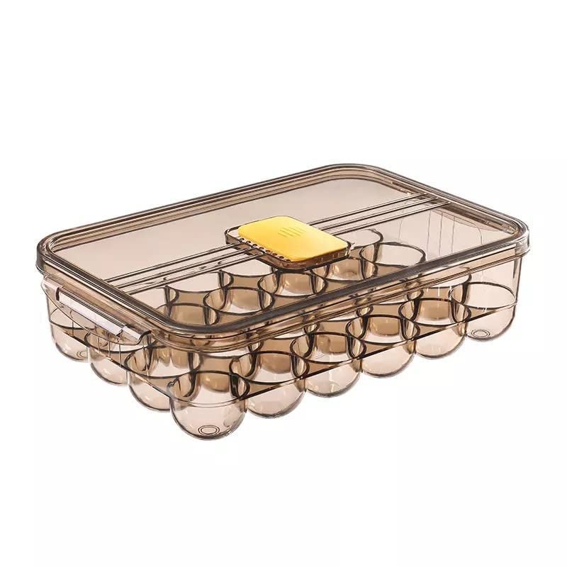 DHVAJ 24 Eggs Holder for Refrigerator Upgraded Clear Plastic Egg Containers Organizer with Lid for Fridge Kitchen 305 x 215 x 85cm Plastic Transparent - Image 1