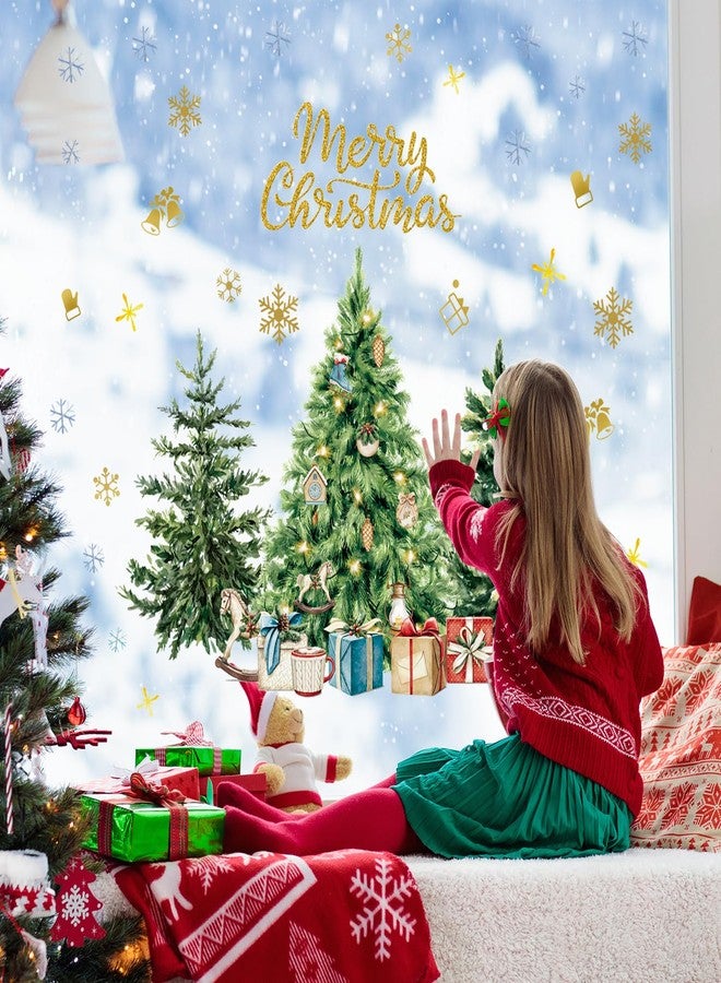 Aurbhosa Christmas Tree Wall Sticker Merry Christmas Wall Decal Peel and Stick Winter Snowflake Wall Art Mural Xmas Holiday Gifts Wall Sticker for Living Room Bedroom Decor - Image 5