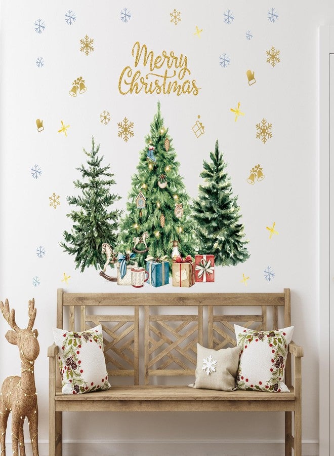 Aurbhosa Christmas Tree Wall Sticker Merry Christmas Wall Decal Peel and Stick Winter Snowflake Wall Art Mural Xmas Holiday Gifts Wall Sticker for Living Room Bedroom Decor - Image 2