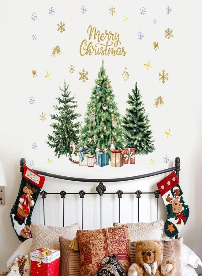 Aurbhosa Christmas Tree Wall Sticker Merry Christmas Wall Decal Peel and Stick Winter Snowflake Wall Art Mural Xmas Holiday Gifts Wall Sticker for Living Room Bedroom Decor - Image 4