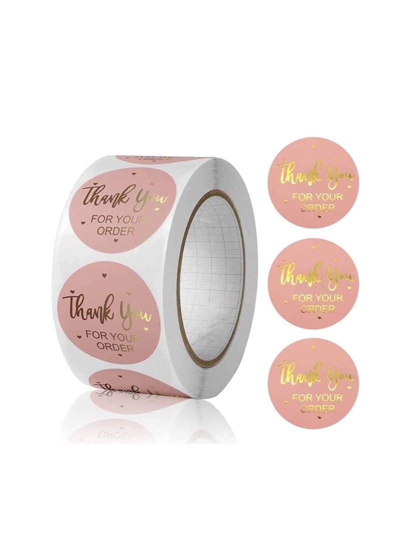 SYOSI Thank You Sticker Heart Shape, Designs Stickers, Roll 1 Inch Gold Foil Stickers Label for Business Packaging, for Packages, Gifts, Wedding, Birthdays, Giveaways, Small Business（300pcs/roll） - Image 1