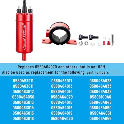 CarBole مضخة وقود خارجية CarBole: 116 PSI ضغط عالي مضخة كهربائية عالمية 12 فولت بديل لأنظمة حقن 0580464070 مع مشبك تثبيت (أحمر) - Image 5
