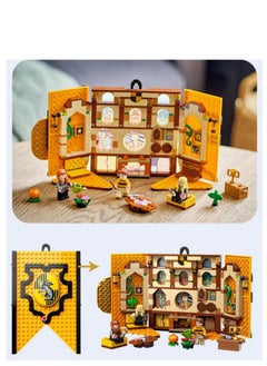 Y&D Harry Potter Hufflepuff House Banner, Hogwarts Castle Common RoomBuilding block  Toy or Wall Decoration Set with 3 Minifigures and Mandrake Collectable Travel Toys for Kids  Boys and Girls  - Image 2