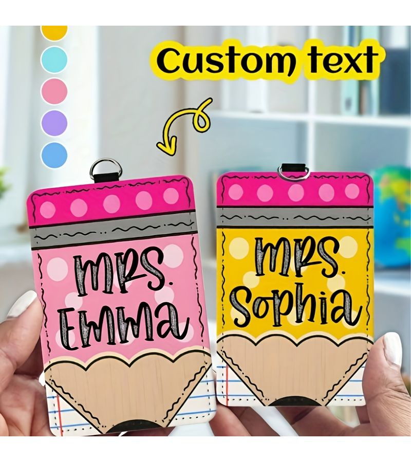 Customized 2D Teacher ID Card Holder With Polychrome Color Teacher Gift - Image 1