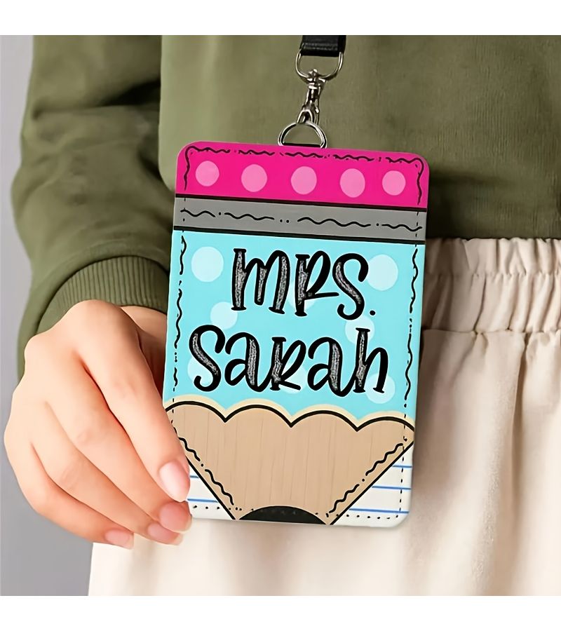 Customized 2D Teacher ID Card Holder With Polychrome Color Teacher Gift - Image 3