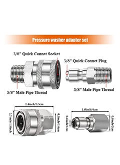 Excefore 2 Sets NPT 3/8 Inch Pressure Washer Coupler Stainless Steel Male and Female Quick Connector Kit Pressure Washer Adapter(Internal Thread, External Thread)  - Image 5